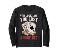 Poker Player Card Casino Vintage Jugador de Cartas Divertida Manga Larga