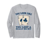 Poker Player Card Casino Vintage Jugador de Cartas Divertida Manga Larga