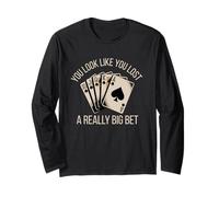 Poker Player Card Casino Vintage Jugador de Cartas Divertida Manga Larga