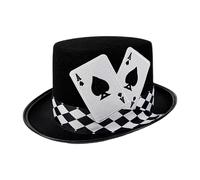 Poker Print Cowboy | Fieltro, 29.5x25x13 Cm, y Negro | Traje De Espadas Traje Escenario, Sombrero Novedad | Traje Festivo Para Adultos