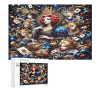 Poker Queen Puzzle de madera, 1000 piezas, rompecabezas para adolescentes y adultos, juguete creativo, rompecabezas, (75 x 50 cm)