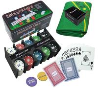Poker Set para Juego De Poker + X2 Barajas Cartas Poker Plastico. Con Caja Metálica y Tapete . Conviértete En El Maestro del Azar: Set De De Lujo, Elegancia En Cada Carta, Dominio En Cada Apuesta.