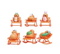 PokFhgur Capybara Decoración de Escritorio Figura de Carpincho Mecedora Decoración Simulación Carpincho Mecedora Modelo Miniatura 6 Piezas
