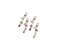 Pokinge 4 llaveros de gato de la suerte Maneki Neko japonés Fortunate Cat de cerámica Beckoning Cat llavero Fengshui Fortune llaveros para bolsa, bolso de mano, llave de coche, Oro, S