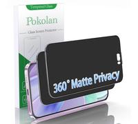 Pokolan Paquete de 2 protectores de pantalla de privacidad mate de 360 grados de 4 vías para iPhone 17, película de vidrio templado mate antiespía, sin burbujas, antiarañazos, ultra transparente
