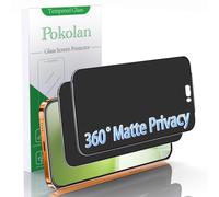 Pokolan Paquete de 2 protectores de pantalla de privacidad mate de 360 grados de 4 vías para iPhone 17 Pro Max, película de vidrio templado mate antiespía, sin burbujas, antiarañazos, ultra