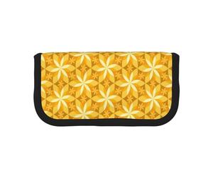 POKOMPTY Estuche Grande de Lona con Estampado geométrico de Flores de Vainilla Amarillas y Gran Capacidad para brochas de Maquillaje.