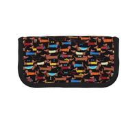 POKOMPTY Estuche Grande para lápices con Estampado de Perros Salchicha Me Encanta mi Perro Estuche Grande de Lona para lápices para Mujeres para brochas de Maquillaje