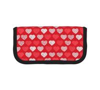 POKOMPTY Estuche Grande para lápices de Lona con Corazones Rojos y Blancos y la Palabra Amor, de Gran Capacidad, para Mujeres, Ideal para Guardar brochas de Maquillaje.