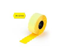 Pokornys | Etiquetas autoadhesivas para etiquetadoras | 9000 etiquetas para marcar precios, fecha de caducidad, número de artículos y mucho más | Rojas, borde ondulado y dimensiones de 25x12 mm