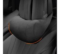 POKSRI 1 Almohada de Cuello de Coche para reposacabezas, Almohadas de Apoyo de Gamuza para Conducir, poliéster, 32 x 13 cm para Asientos de vehículo (Color Negro)