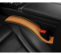 POKSRI 1 Unidad Rellenador Espacio Asientos Coche Cuero Vaca Genuino, Protector Huecos Asientos Coche, Cuero Genuino, Evita caída Objetos pequeños(Naranja-marrón)