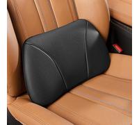 POKSRI 1P Cuero Genuino de Vaca Cojin Lumbar para Coche Oficina Sofa,Espuma viscoelástica,Cuero auténtico de Vaca,39x22cm,Almohada Soporte Lumbar,Decoracion,Respaldo Cojín(Negro)