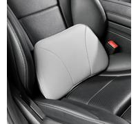 POKSRI 1P Cuero Genuino de Vaca Cojin Lumbar para Coche Oficina Sofa,Espuma viscoelástica,Cuero auténtico de Vaca,39x22cm,Almohada Soporte Lumbar,Decoracion,Respaldo Cojín(Gris)