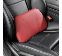 POKSRI 1P Cuero Genuino de Vaca Cojin Lumbar para Coche Oficina Sofa,Espuma viscoelástica,Cuero auténtico de Vaca,39x22cm,Almohada Soporte Lumbar,Decoracion,Respaldo Cojín(Vino)