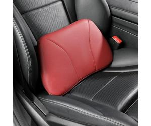 POKSRI 1P Cuero Genuino de Vaca Cojin Lumbar para Coche Oficina Sofa,Espuma viscoelástica,Cuero auténtico de Vaca,39x22cm,Almohada Soporte Lumbar,Decoracion,Respaldo Cojín(Vino)