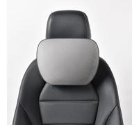 POKSRI 1P Cuero Genuino de Vaca Cojin Reposacabezas Coche,Almohadilla Auto,cojín Cabeza,cojin Cervical automóvil,poliéster Vegetal,30x19cm,Recargable y Ajustable(Gris)