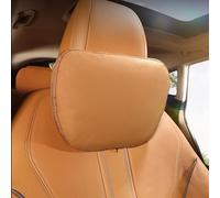 POKSRI 1P Cuero Genuino de Vaca Cojin Reposacabezas Coche,Almohadilla Auto,cojín Cabeza,cojin Cervical automóvil,poliéster Vegetal,30x19cm,Recargable y Ajustable(Marrón Anaranjado)