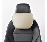 POKSRI 1P Cuero Genuino de Vaca Cojin Reposacabezas Coche,Almohadilla Auto,cojín Cabeza,cojin Cervical automóvil,poliéster Vegetal,30x19cm,Recargable y Ajustable(Beige)