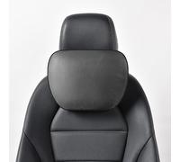 POKSRI 1P Cuero Genuino de Vaca Cojin Reposacabezas Coche,Almohadilla Auto,cojín Cabeza,cojin Cervical automóvil,poliéster Vegetal,30x19cm,Recargable y Ajustable (Negro)