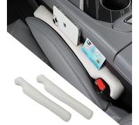 POKSRI 2 piezas de relleno de piel sintética PU para asientos de coche, almohadillas para espacios y ranuras, organizador anticaída (Gris)