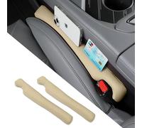 POKSRI 2 piezas de relleno de piel sintética PU para asientos de coche, almohadillas para espacios y ranuras, organizador anticaída (Beige)