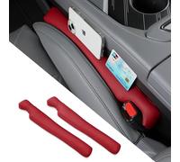 POKSRI 2 Piezas de Relleno de Piel sintética PU para Asientos de Coche, Almohadillas para Espacios y Ranuras, Organizador anticaída (Vino)