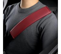 POKSRI 2Ps Almohadillas para cinturón de Seguridad de Coche,Piel sintética, cojín de Hombro para Accesorios del Conductor, Mochila, Bolsa de Hombro(Vino)