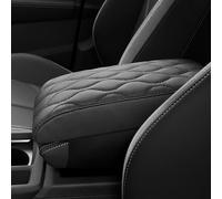 POKSRI cojin reposabrazos para Coche de Cuero sintético de PU,Funda Consola Central Auto Almohadilla,Universal Negro Cojín,Caja reposabrazos(Tamano A 30x15x4.5 cm)