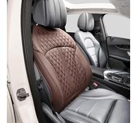 POKSRI Guero Genuino Piel de Vaca Funda Asiento Coche,Protector Fundas para Cojines del Respaldo del Asiento,Es Compatible con la mayoría de los vehículos de la categoría A en adelante(café)