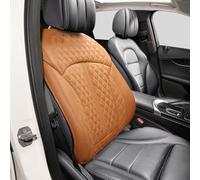 POKSRI Guero Genuino Piel de Vaca Funda Asiento Coche,Protector Fundas para Cojines del Respaldo del Asiento,Es compatible con la mayoría de los vehículos de la categoría A en adelante(Naranja-marrón)