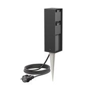 ledscom.de Portalámpara de jardín POKU con piqueta de Tierra y Cable de 2m para Exteriores, IP44, 2 vías, Antracita, Angular, 23cm