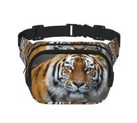 Polaina Tiger,Riñonera Cuadrada de Doble Capa, Bolso de Viaje, Bolso Informal para el Pecho.