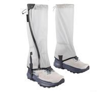 Polainas de senderismo para hombres y mujeres, impermeables, transpirables, ligeras, 125 g, resistentes al desgarro, diseño de pierna larga con cremallera impermeable segura (gris)