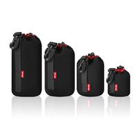 POLAM-FOTO Funda Objetivo, 4 Fundas Objetivos con Cierre para Protección el Objetivo, Funda para Objetivos Nikon, Canon, Tamron, Sigma, Olympus, Pentax, etc.