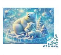 Polar Bear 1000 Piece Puzzle for Adults Polar Bear Family on Ice Fun and Challenging Family Game Great Gift Idea 70x50cm 1000pcs