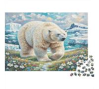 Polar Bear 1000Pc Puzzle for Adults & Kids Polar Bear on Ice Fun Present & Activity for Home Age 12 Years Up 52x38cm/1000pcs