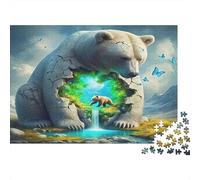 Polar Bear Challenging Adult Jigsaws Bear with Tree in Broken Ice Educational Games Suitable for Decompression Wall Decor 70x50cm 1000pcs
