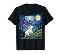 Polar Bear Cub Howling at The Moon Cosmic Night Sky Art Camiseta