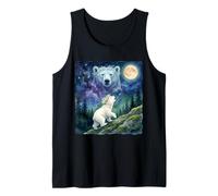 Polar Bear Cub Howling at The Moon Cosmic Night Sky Art Camiseta sin Mangas