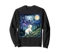 Polar Bear Cub Howling at The Moon Cosmic Night Sky Art Sudadera