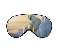 Polar Bear Family Mother Cub Relax Together - Antifaz para dormir con correa ajustable, cómodo y suave, ayuda para dormir, antifaz que bloquea la luz
