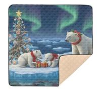 Polar Bear Family's Christmas Celebration - Alfombra de juego grande y elegante para bebés en interiores y exteriores, impermeable, para actividades de gimnasio para recién nacidos, bebés y niños