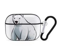 Polar Bear - Funda para AirPods Pro con llavero y anillo, funda protectora rígida de policarbonato para AirPods Pro de 2ª generación, para mujeres y hombres, fácil de abrir, protección completa contra