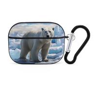 Polar Bear Ice - Funda para AirPods Pro con llavero y anillo, carcasa rígida de policarbonato para AirPods Pro de 2ª generación, para mujeres y hombres, fácil de abrir, protección contra caídas