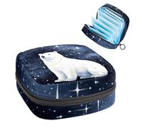Polar Bear in Starry Sky-307 - Kit de primera menstruación para niñas, bolsa menstrual de tampón, soporte para almohadilla de lactancia con cremallera, organizador de servilletas sanitarias