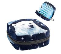 Polar Bear in Starry Sky-326 - Kit de primera menstruación para niñas, bolsa menstrual de tampón, soporte para almohadilla de lactancia con cremallera, organizador de servilletas sanitarias