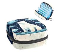 Polar Bear in Starry Sky-354 - Kit de primera menstruación para niñas, bolsa menstrual de tampón, soporte para almohadilla de lactancia con cremallera, organizador de servilletas sanitarias