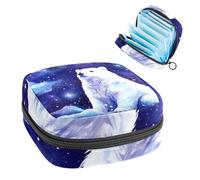 Polar Bear in Starry Sky-372 - Kit de primera menstruación para niñas, bolsa menstrual de tampón, soporte para almohadilla de lactancia con cremallera, organizador de servilletas sanitarias