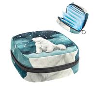 Polar Bear in Starry Sky-399 - Kit de primera menstruación para niñas, bolsa menstrual de tampón, soporte para almohadilla de lactancia con cremallera, organizador de servilletas sanitarias